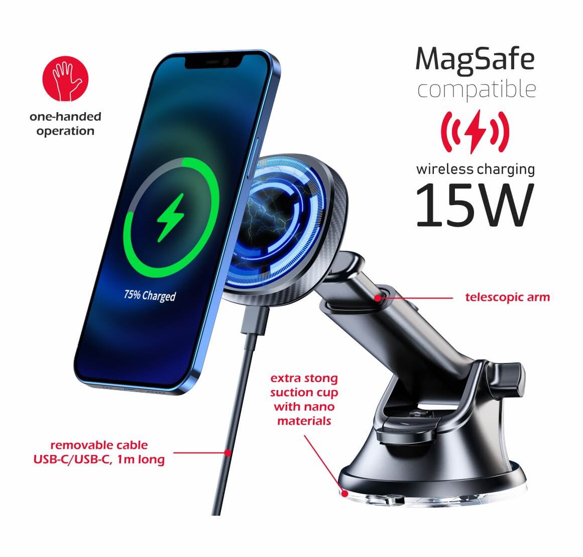 magnetický držiak na mobil s bezdôtovým nabíjaním MagSafe